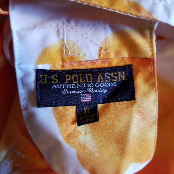 Authentic Goods USPA Men's Bathing Trunks Floral Print Orange White Sz XL - Picture 6 of 7